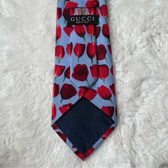 GUCCI Silk Flower Print Mens tie - Picture 3 of 7